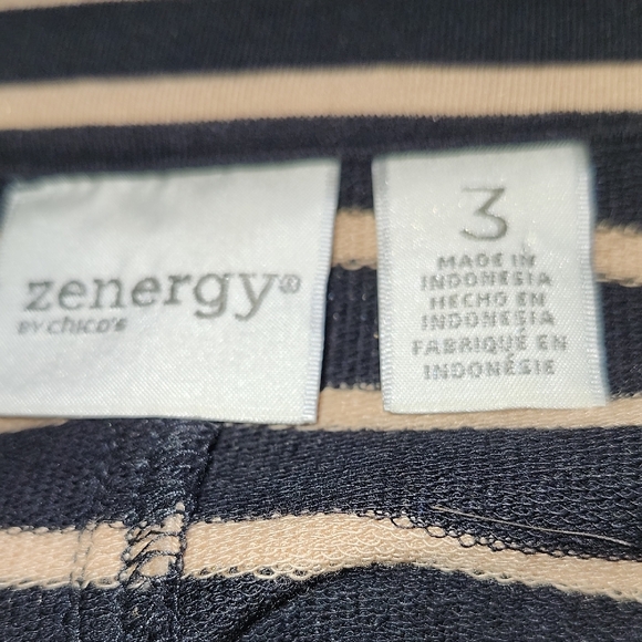 Chico's Navy and Cream Striped Blazer - Picture 2 of 3